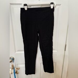 Chico’s Black Floral Rose Slimming Pants Size 0 US 4 Women’s Perfect Stretch